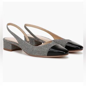 Veronica Beard Black & Gray Metallic Slingback Shoes size 6.5 / New in Box